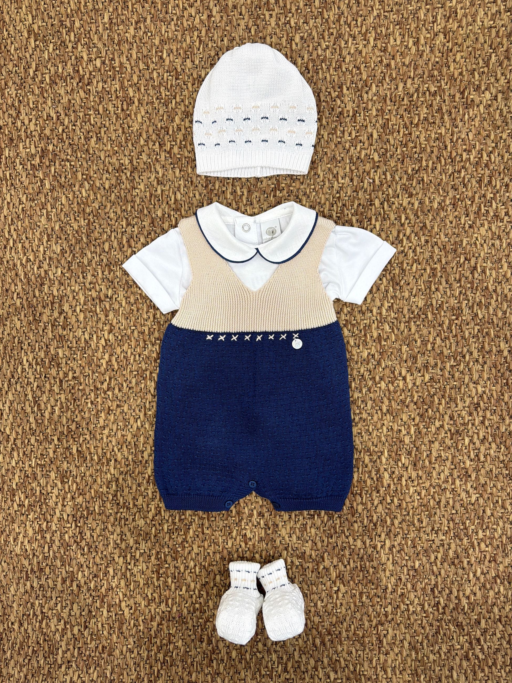 Completo neonati 2pz con cappellino e babbucce Marlù