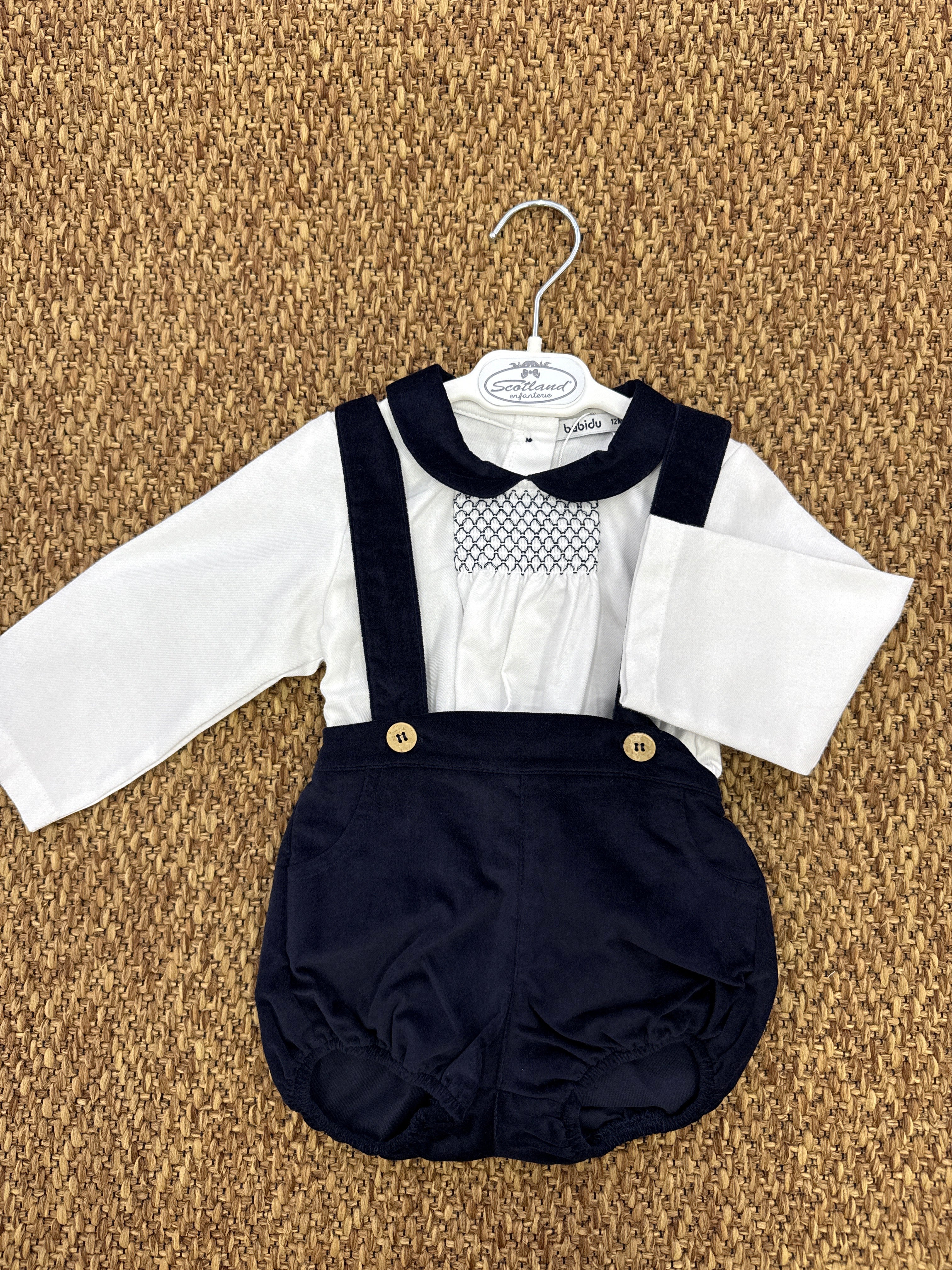 Completo camicia punto smock e salopette Babidu