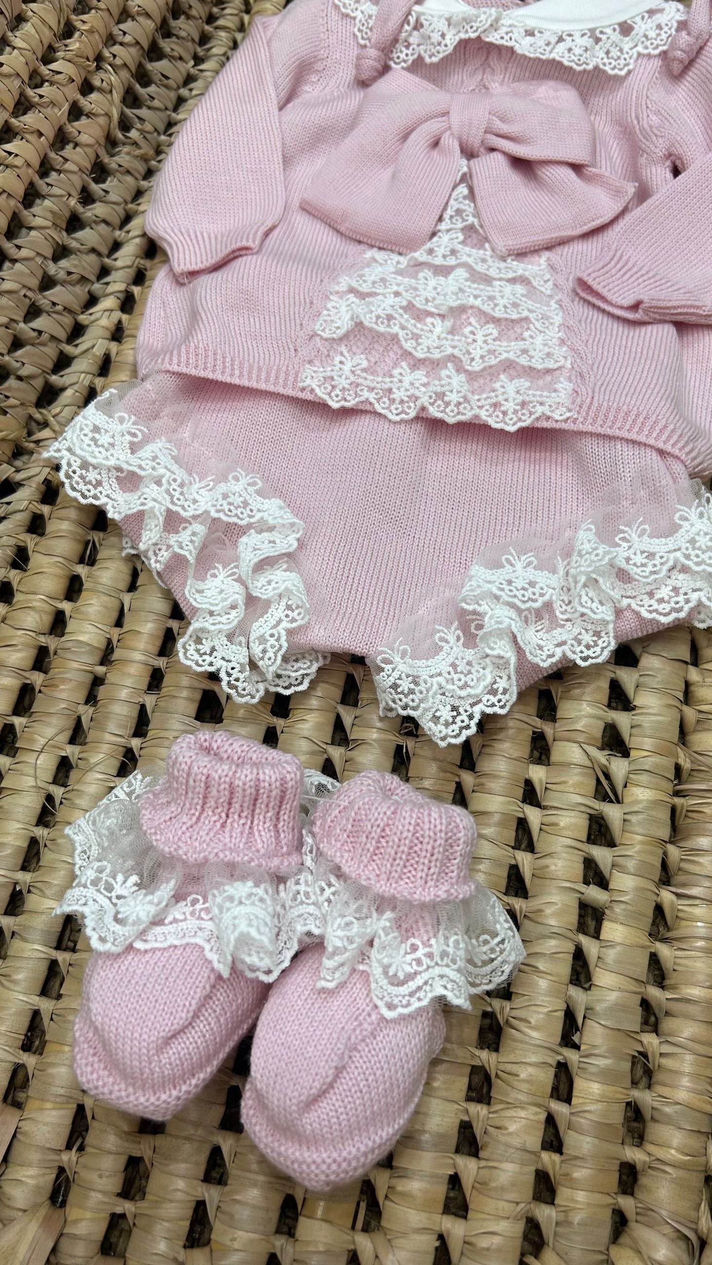 Completo neonata 2pz merletto Bebè di Almy