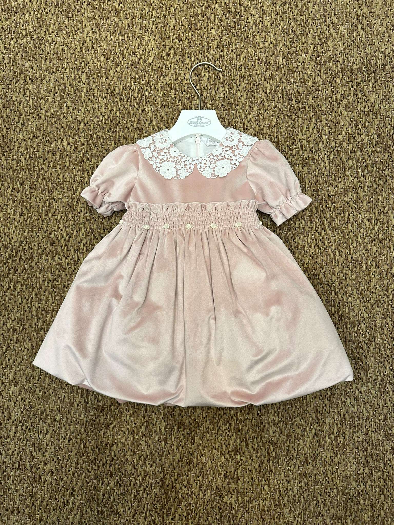 Abito bambina in ciniglia con colletto floreale Teto&Tatta