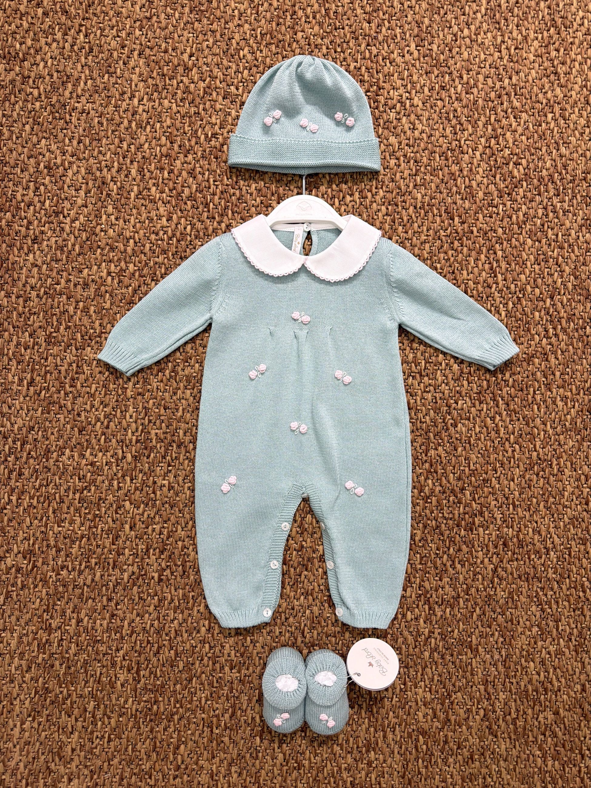 Tutina neonata roselline con cappellino e babbucce Baby Lord