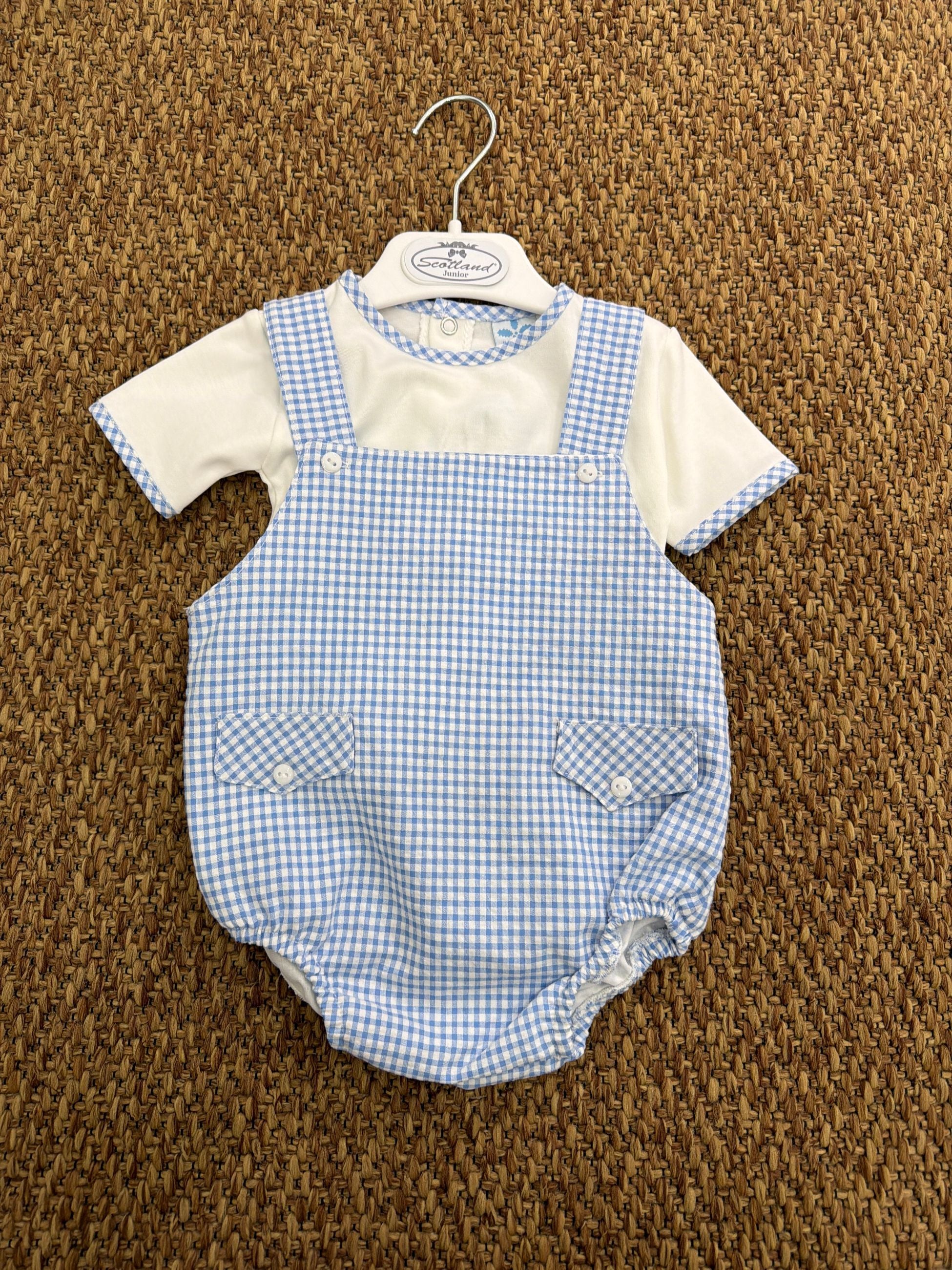 Completo neonato 2pz salopette a quadretti Sardon