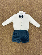 Completo bambino cerimonia 4pz con shorts in velluto Baby A