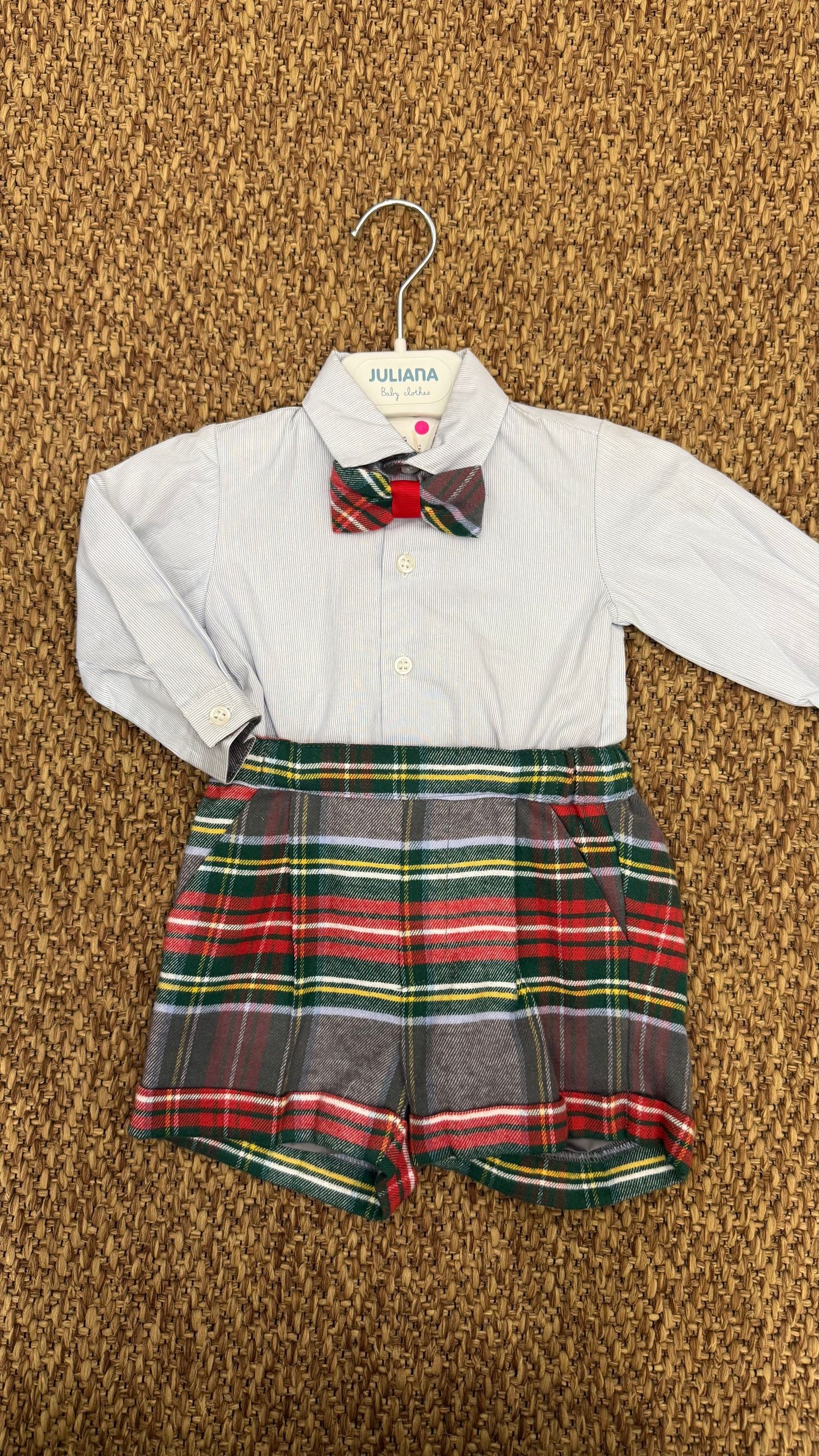 Completo bimbo scozzese con papillon Miranda