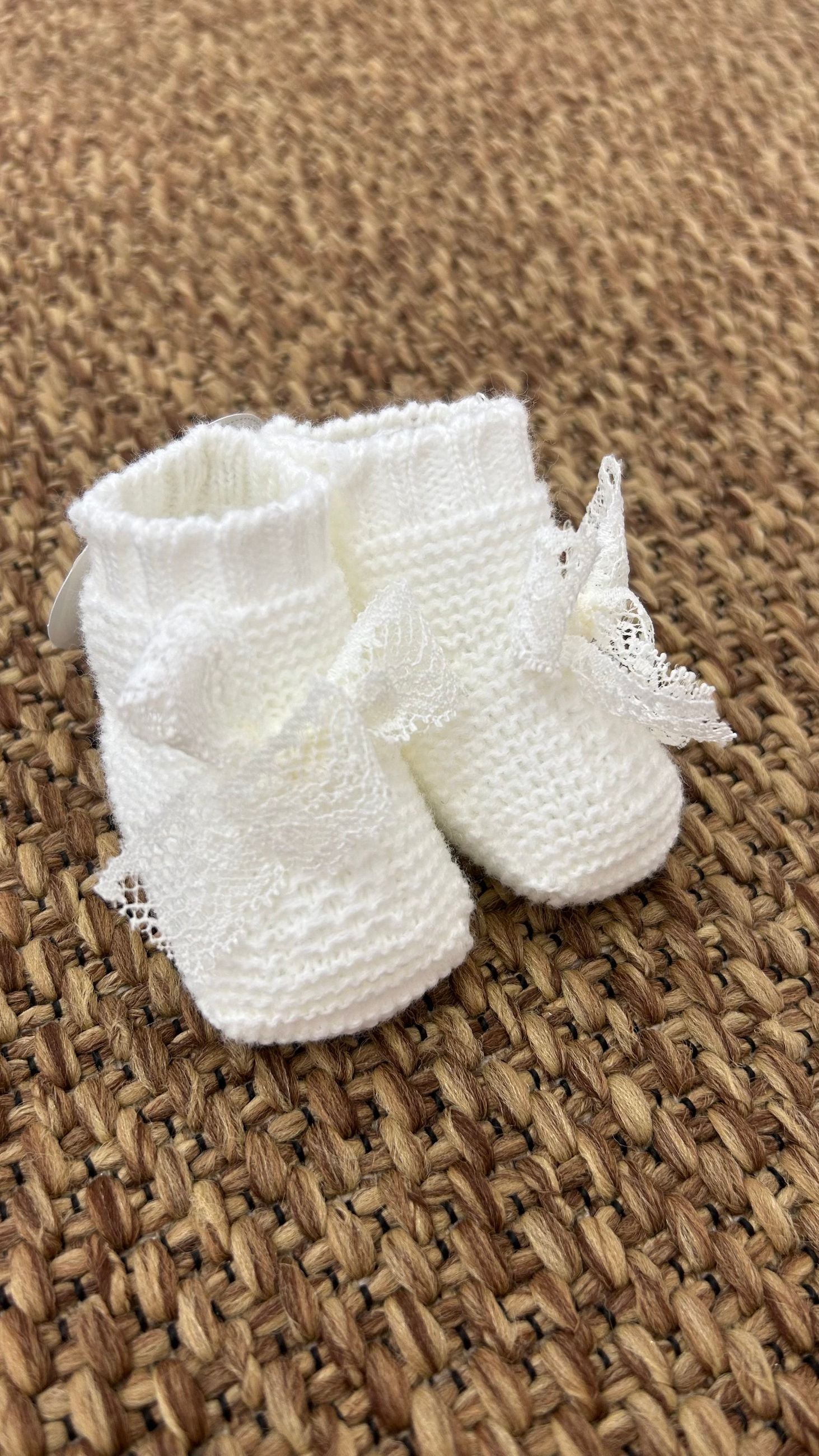 Babbucce neonata fiocco merletto Juliana