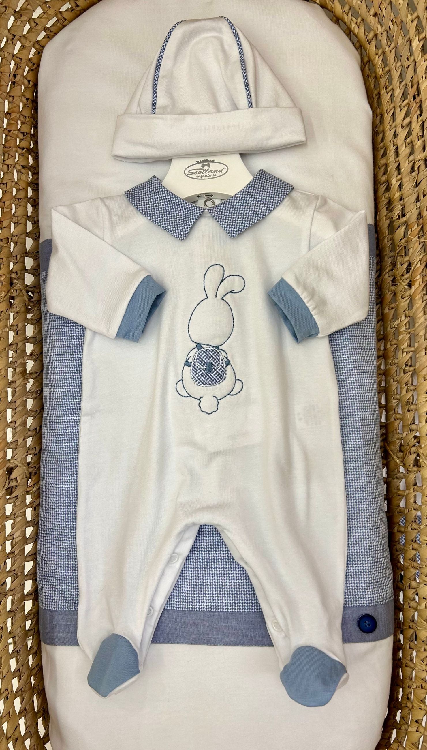 Completo 2pz tutina con ricamo coniglietto Teto e Tatta