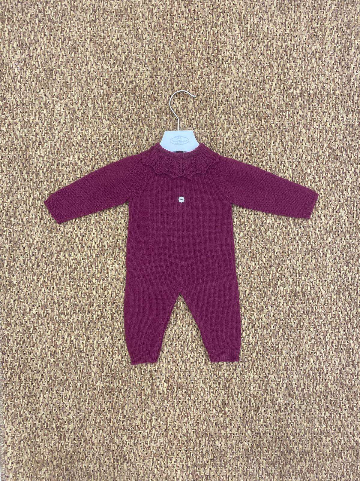 Tutina neonata in lana con colletto arricciato Wedoble