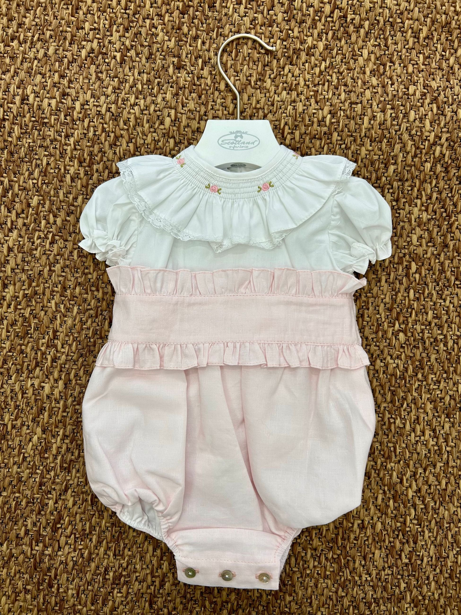 Pagliaccetto bimba con volant e roselline Fofettes