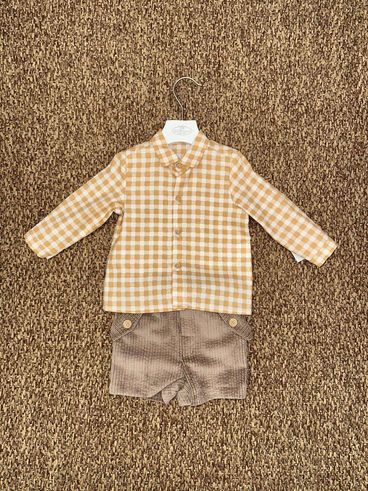 Completo bambino 2pz con camicia a quadretti e pantalone a costine Marta y Paula
