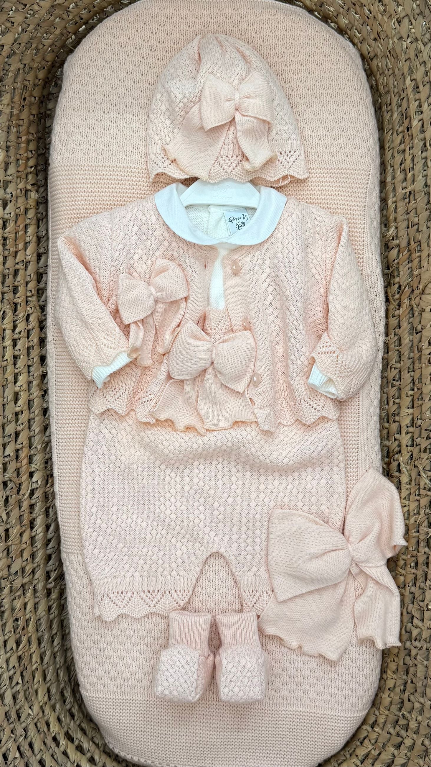 Set nascita neonata 3pz con cappellino e scarpine Pappa e Latte