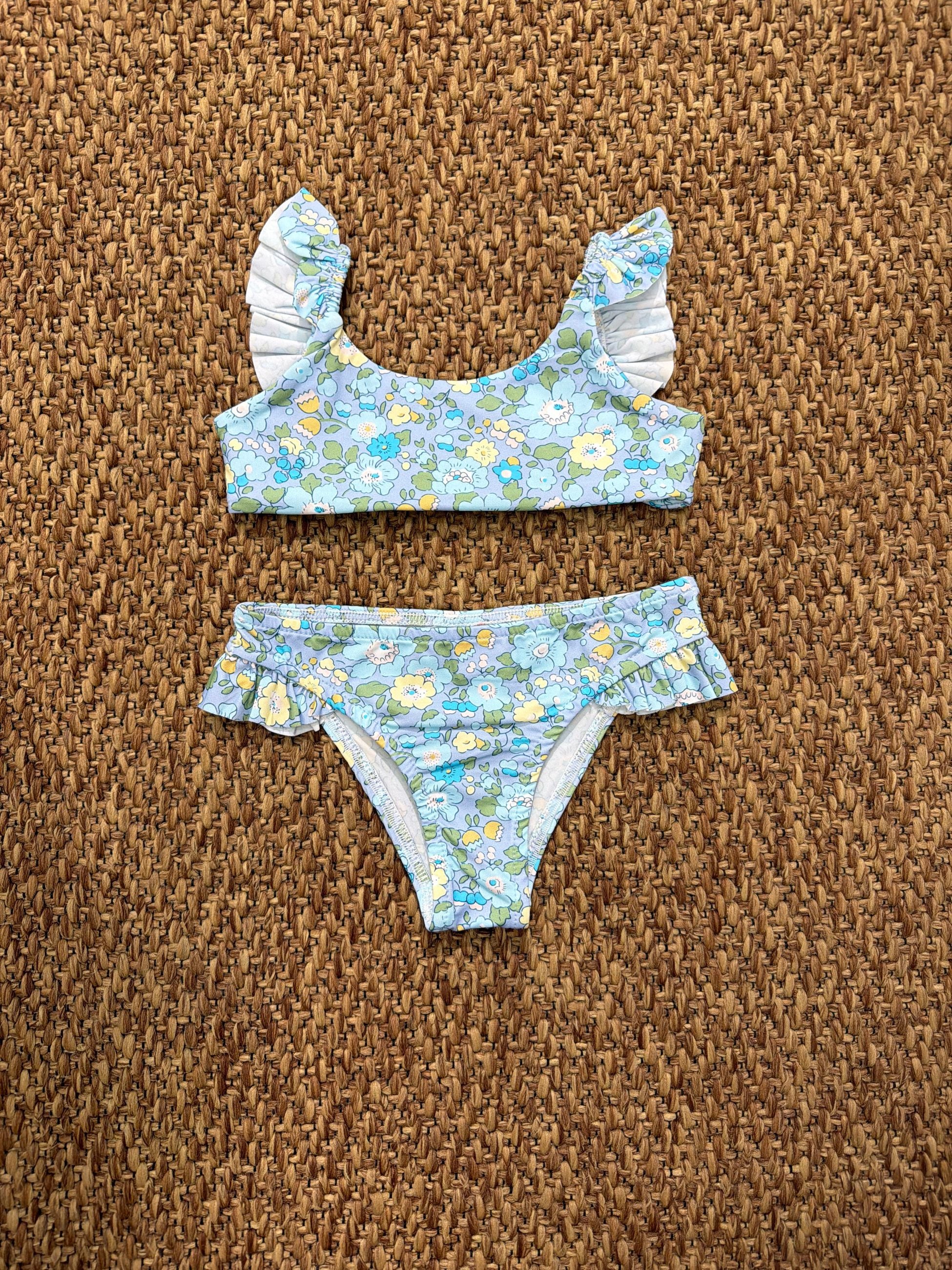 Bikini bambina a fiori con volant Pesciolino Rosso