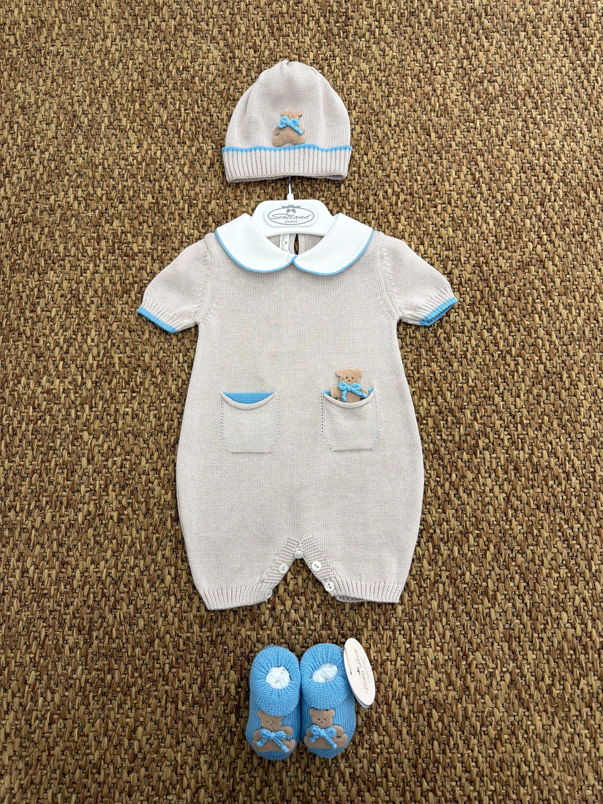 Pagliaccetto neonato orsacchiotto con cappello e babbucce Baby Lord