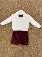 Completo bambino cerimonia 4pz con shorts in velluto Baby A