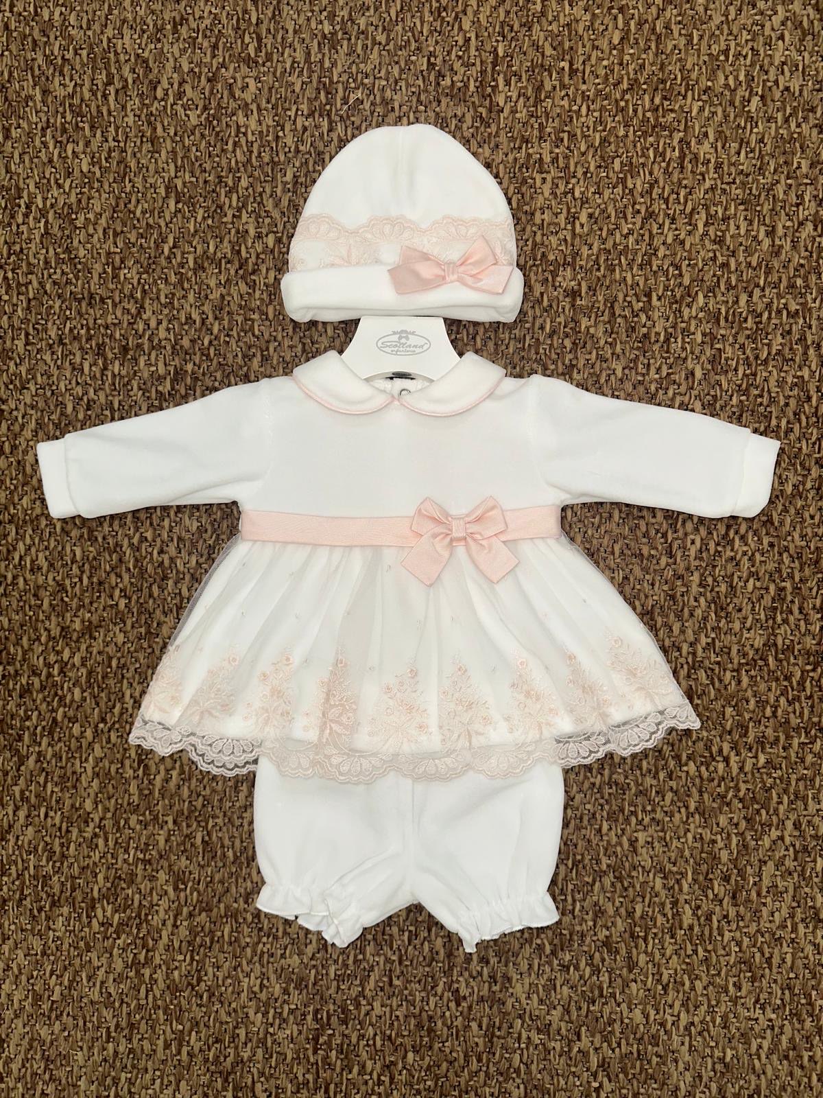 Completo neonata 2pz merletto con cappellino Teto&Tatta