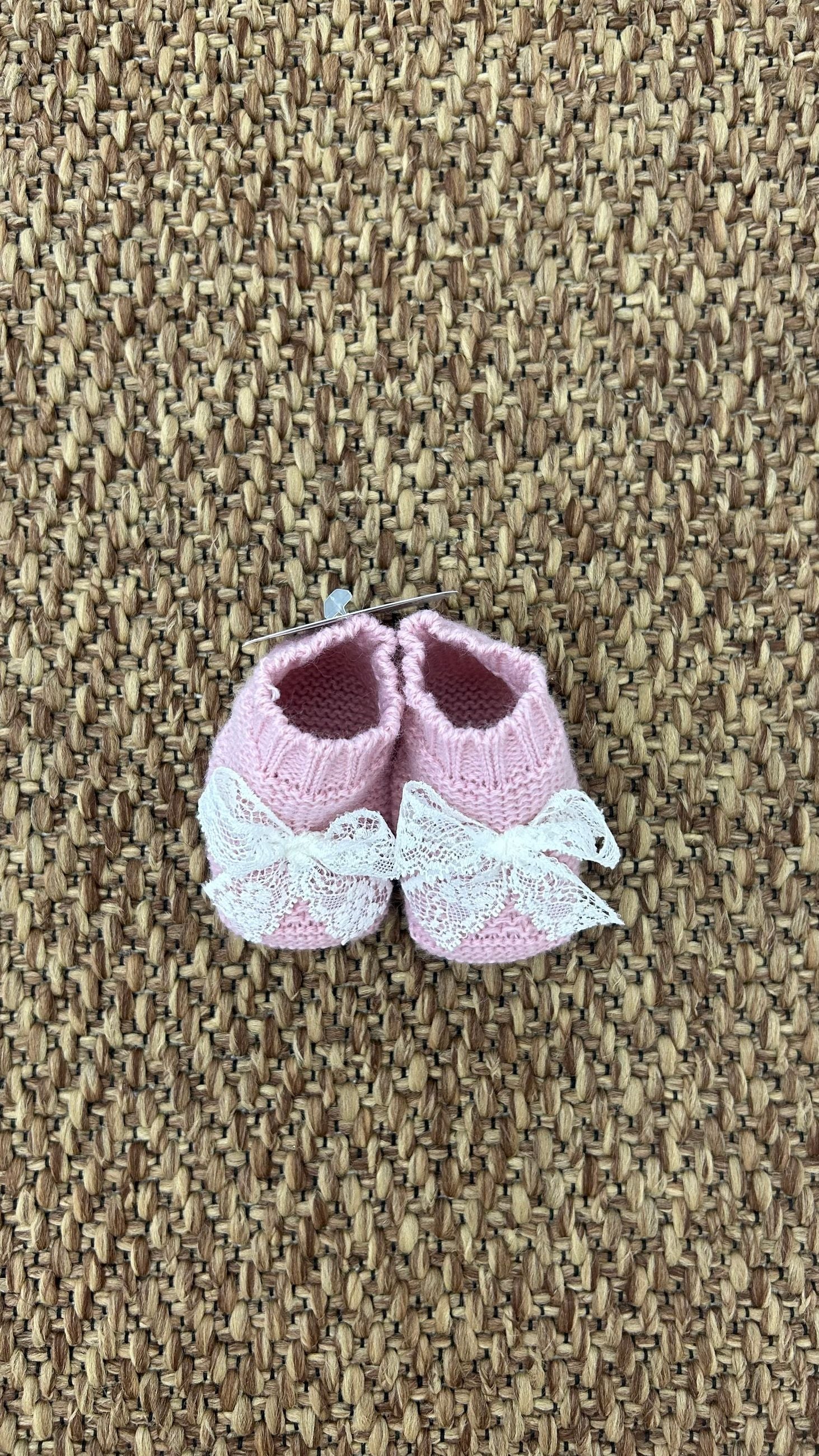 Babbucce neonata fiocco merletto Juliana