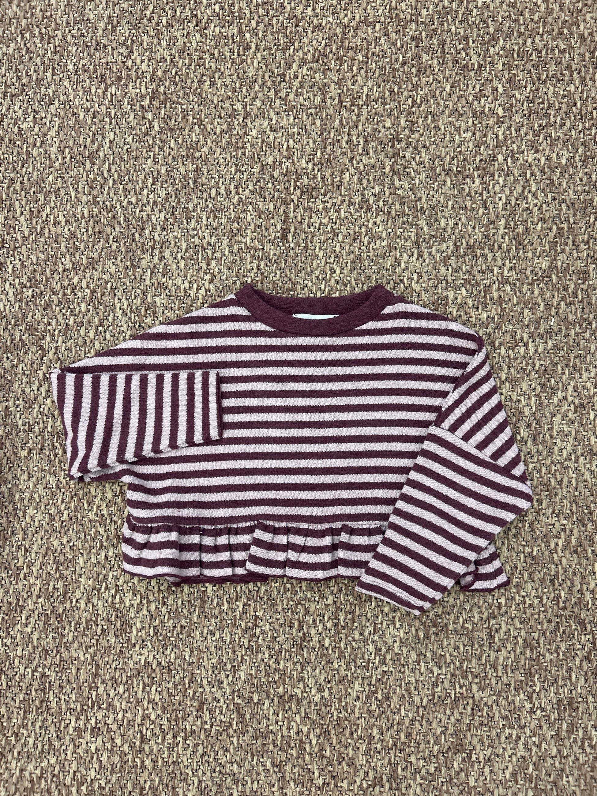 Maglioncino bimba a righe con volant Fiorile