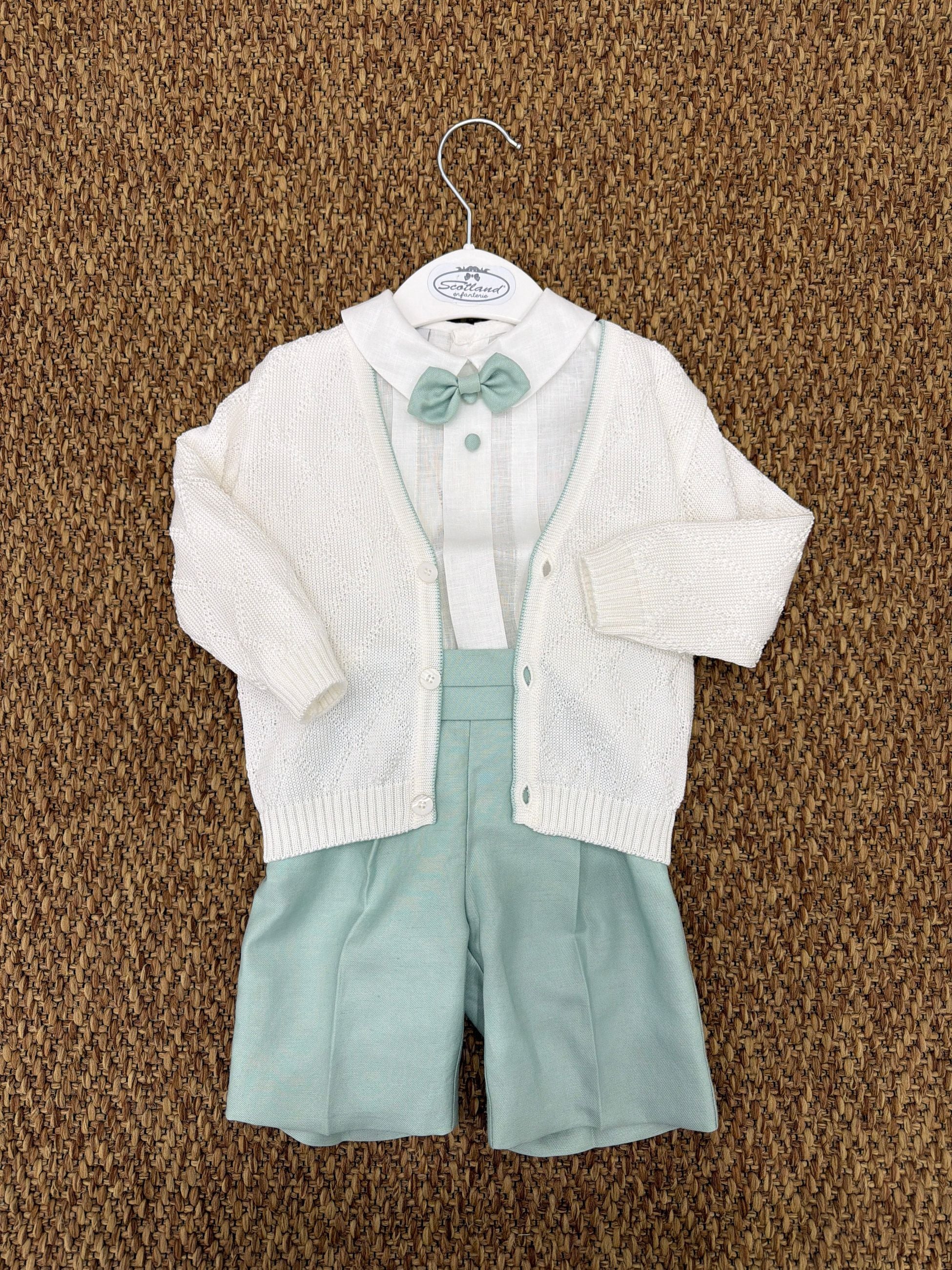 Completo bambino cerimonia 4pz con cardigan e papillon Marlù