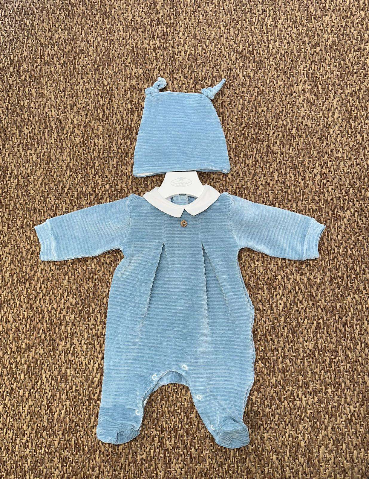 Tutina neonati in velluto a costine con cappellino Baby Vip