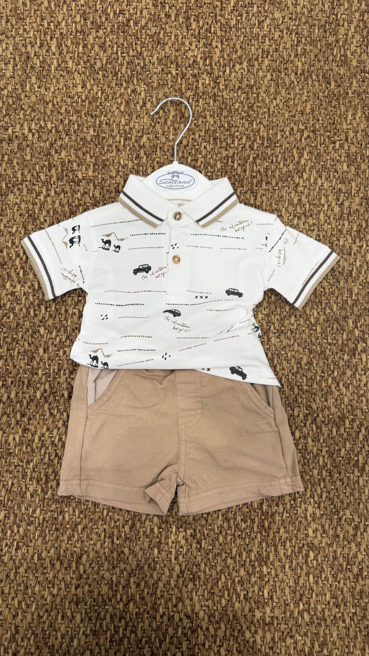 Completo bambino 2pz con stampa macchinine e cammelli Baby Bol