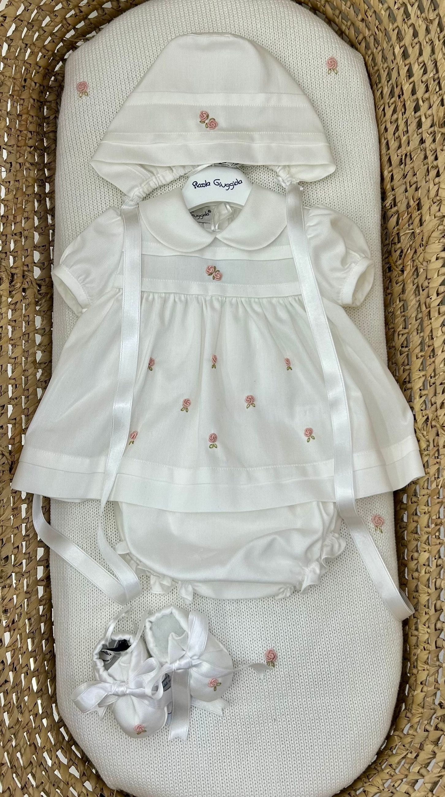Completo nascita neonata con roselline Piccola Giuggiola