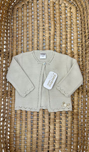 Giacchino bimba in filo beige con fiocchetto Valentina Bebes