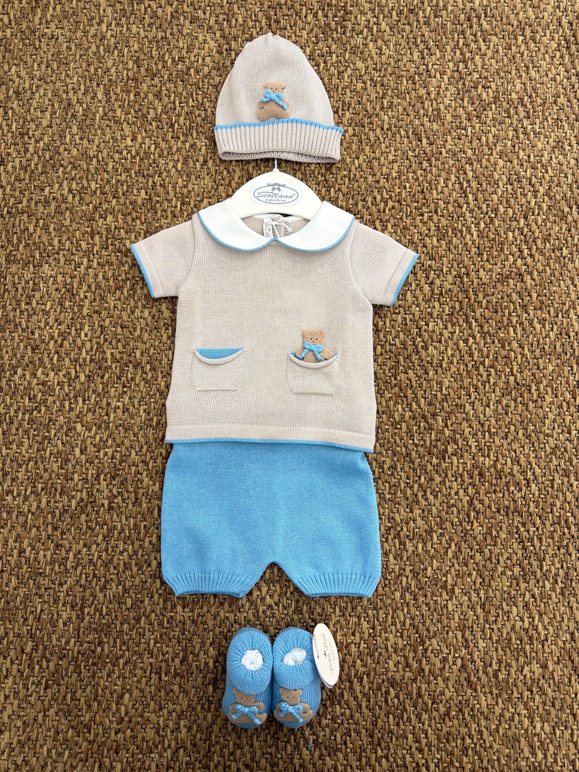 Completo neonato 2pz orsacchiotto con cappello e babbucce