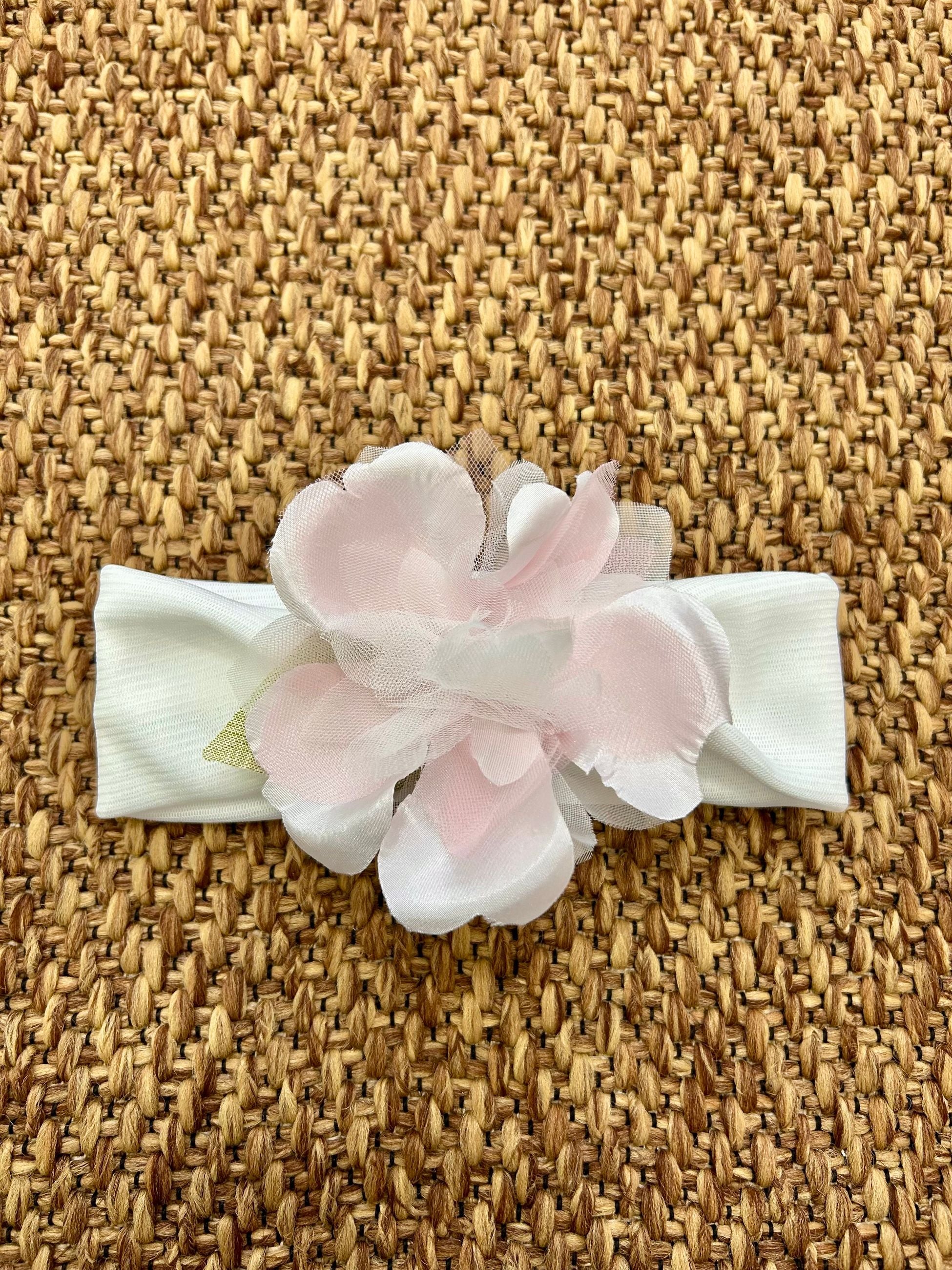 Fascia bimba con fiore bianco e rosa Teto e Tatta