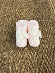 Babbucce neonata traforate con fiocchetto in pizzo Juliana