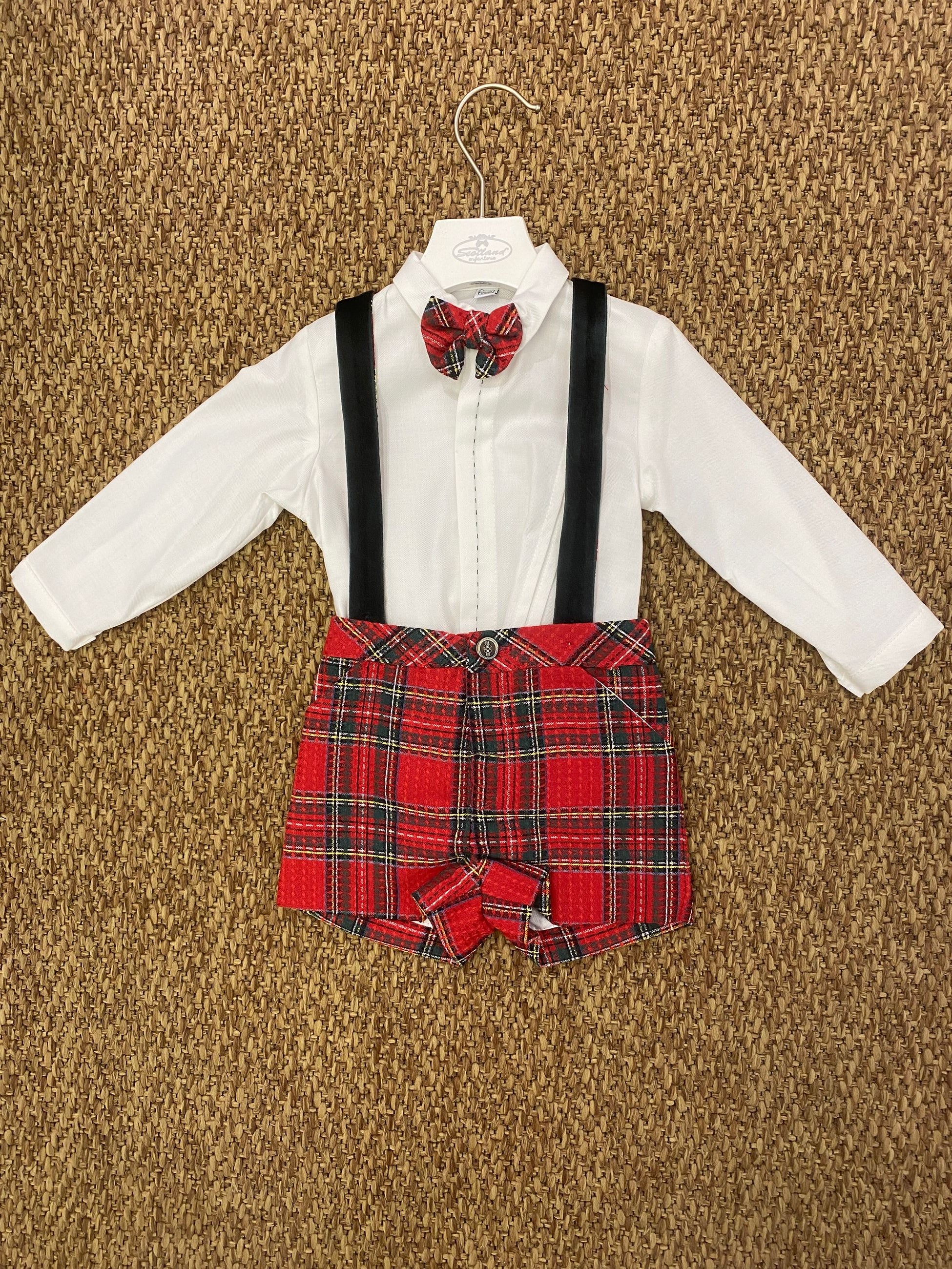 Completo bambino con shorts scozzese Marta y Paula