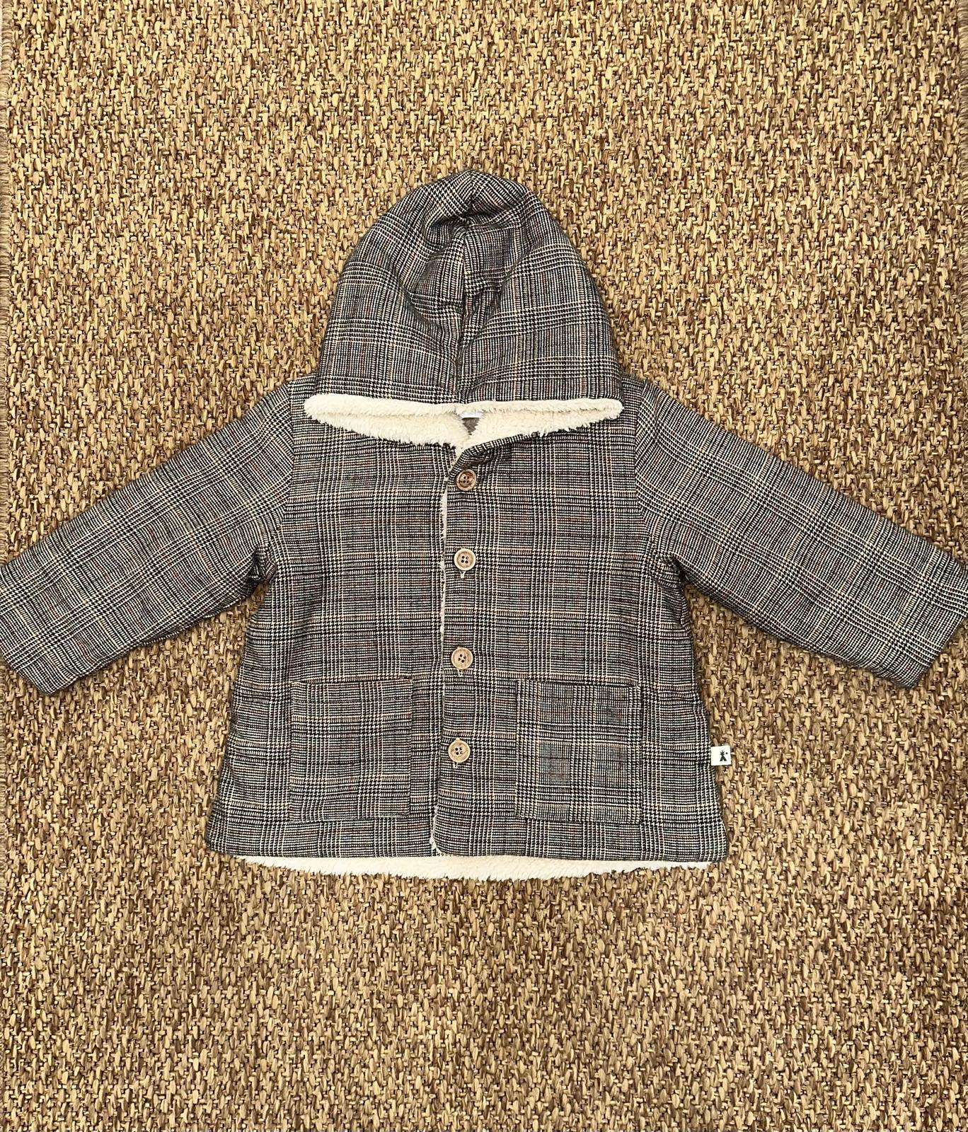 Cappotto bambino a quadri con pelliccetta Petit Indi