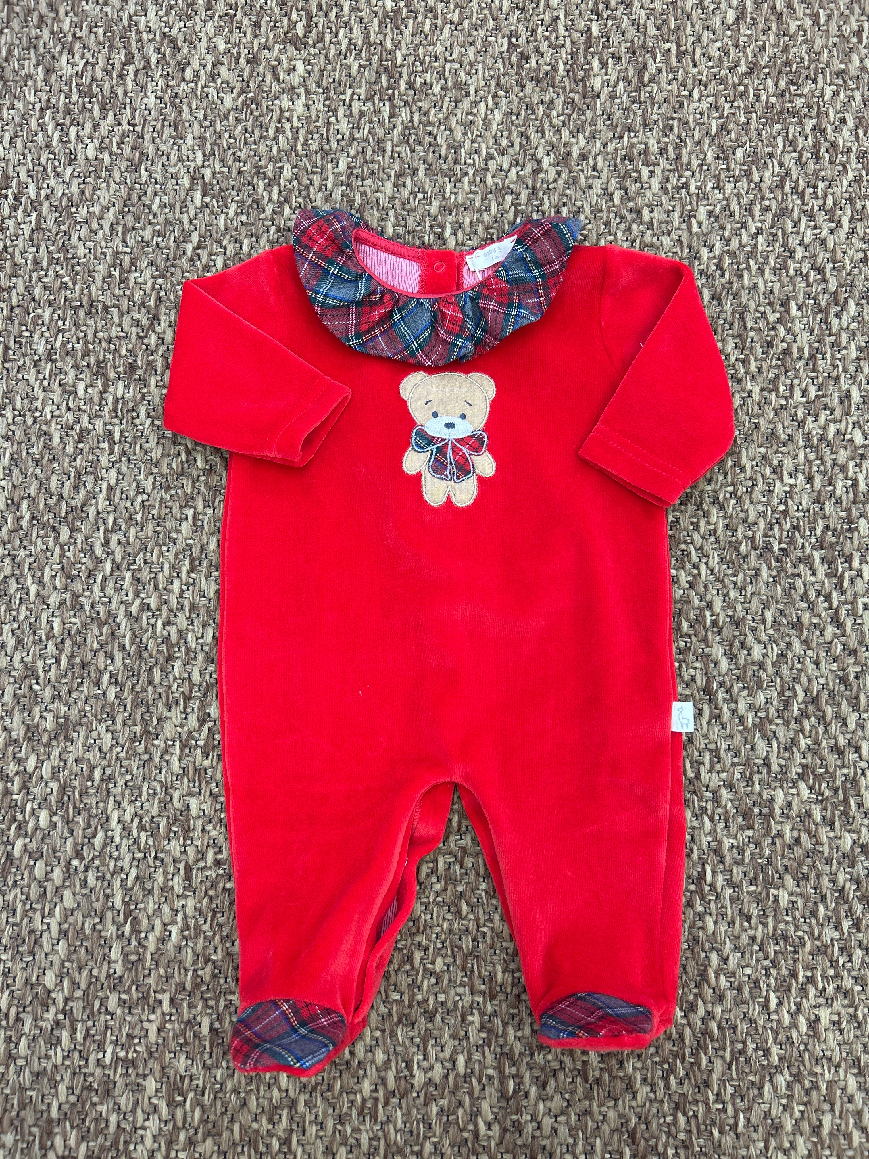 Tutina neonata con orsetto e collo scozzese Baby Gi