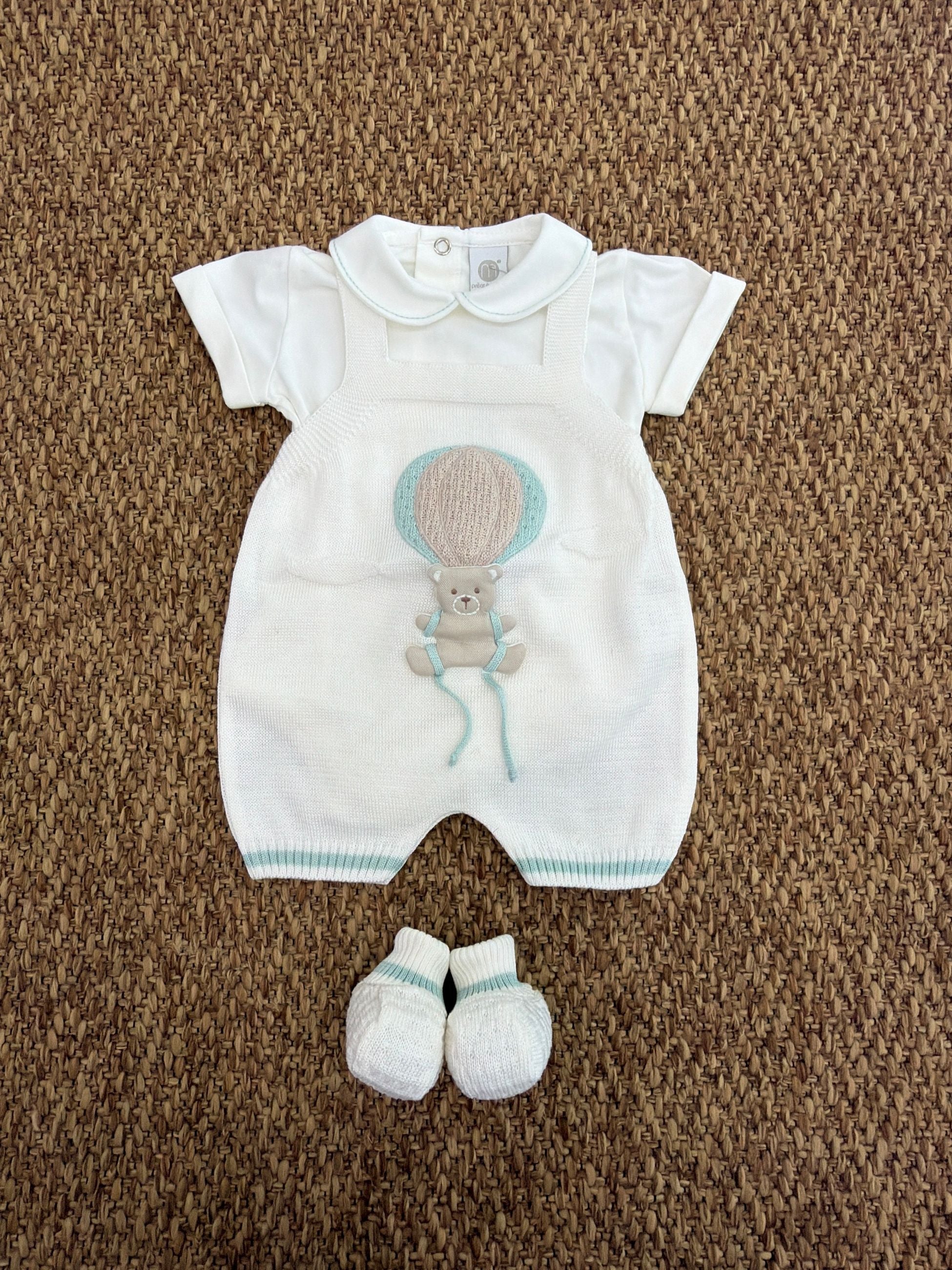 Completo neonati 2pz orscacchiotto in mongolfiera con scarpine e Marlù