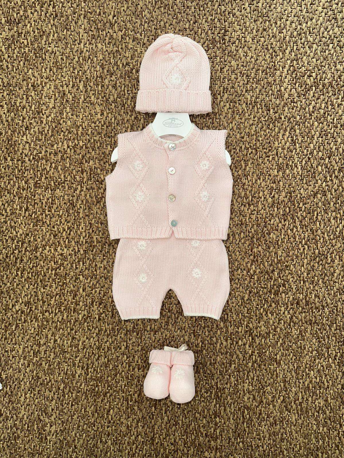 Completo neonate 2pz con colletto volant con scarpine e cappellino Gughelino