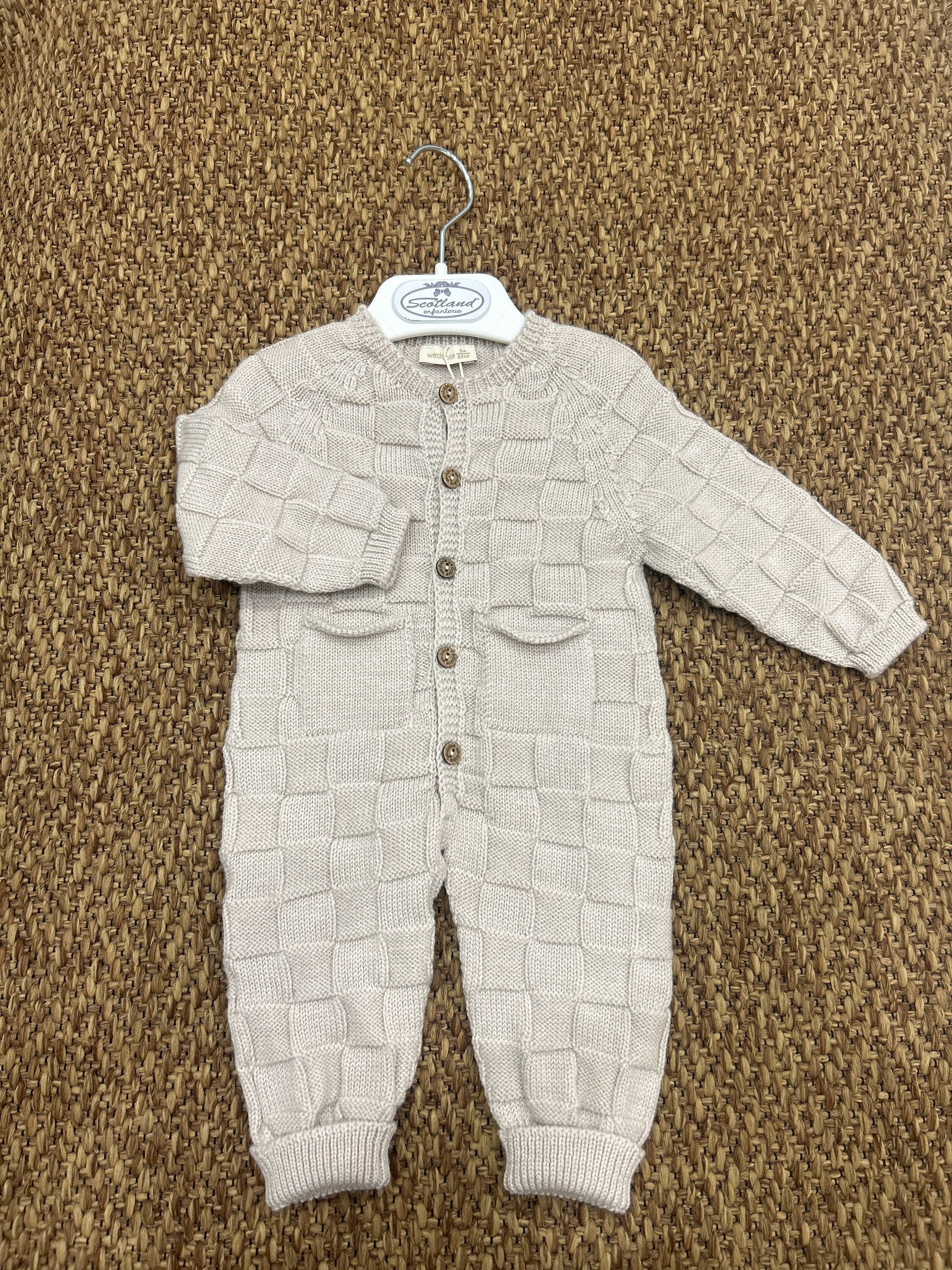 Tutina neonati in lana con motivo a quadri Wedoble