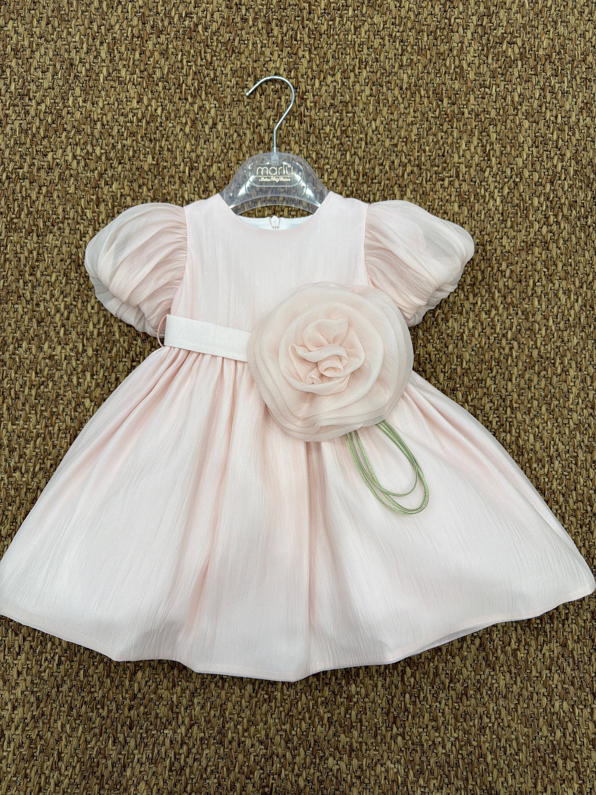 Abito bambina cerimonia con rosa grande Marlù