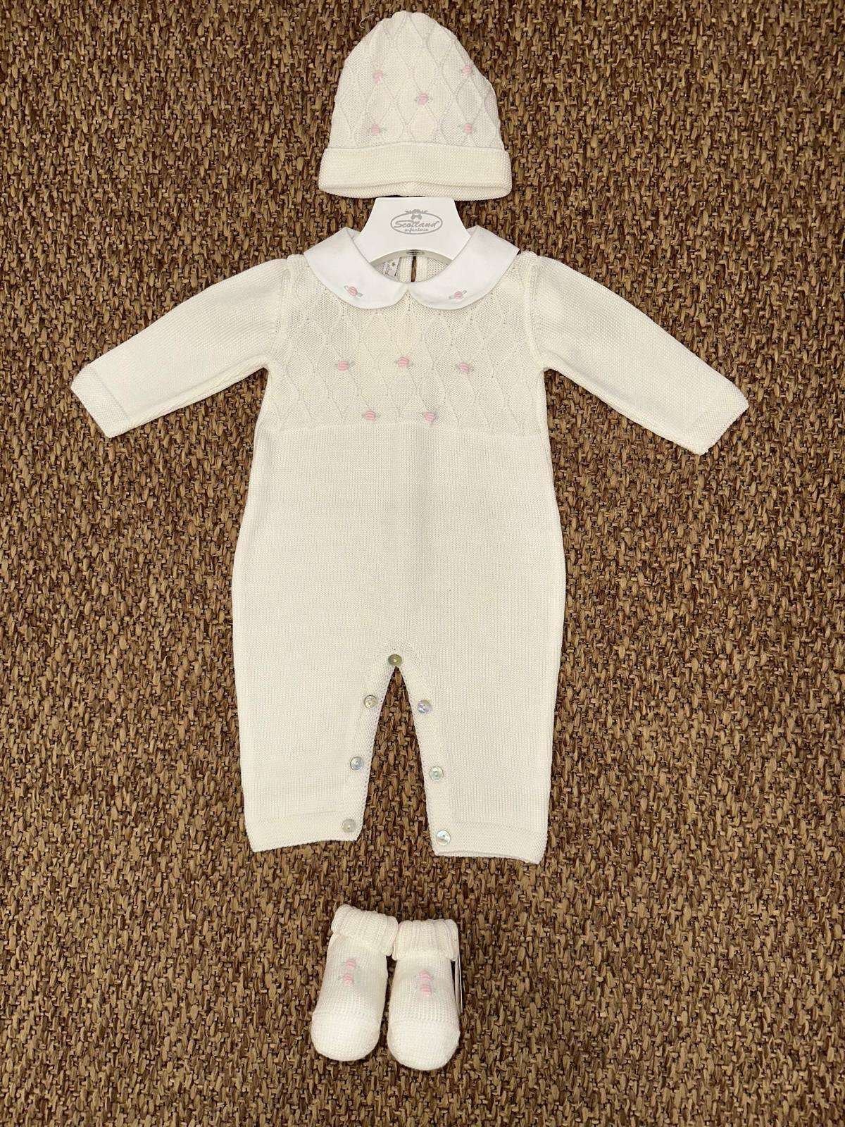 Tutina neonata roselline con cappellino e scarpine Baby Lord