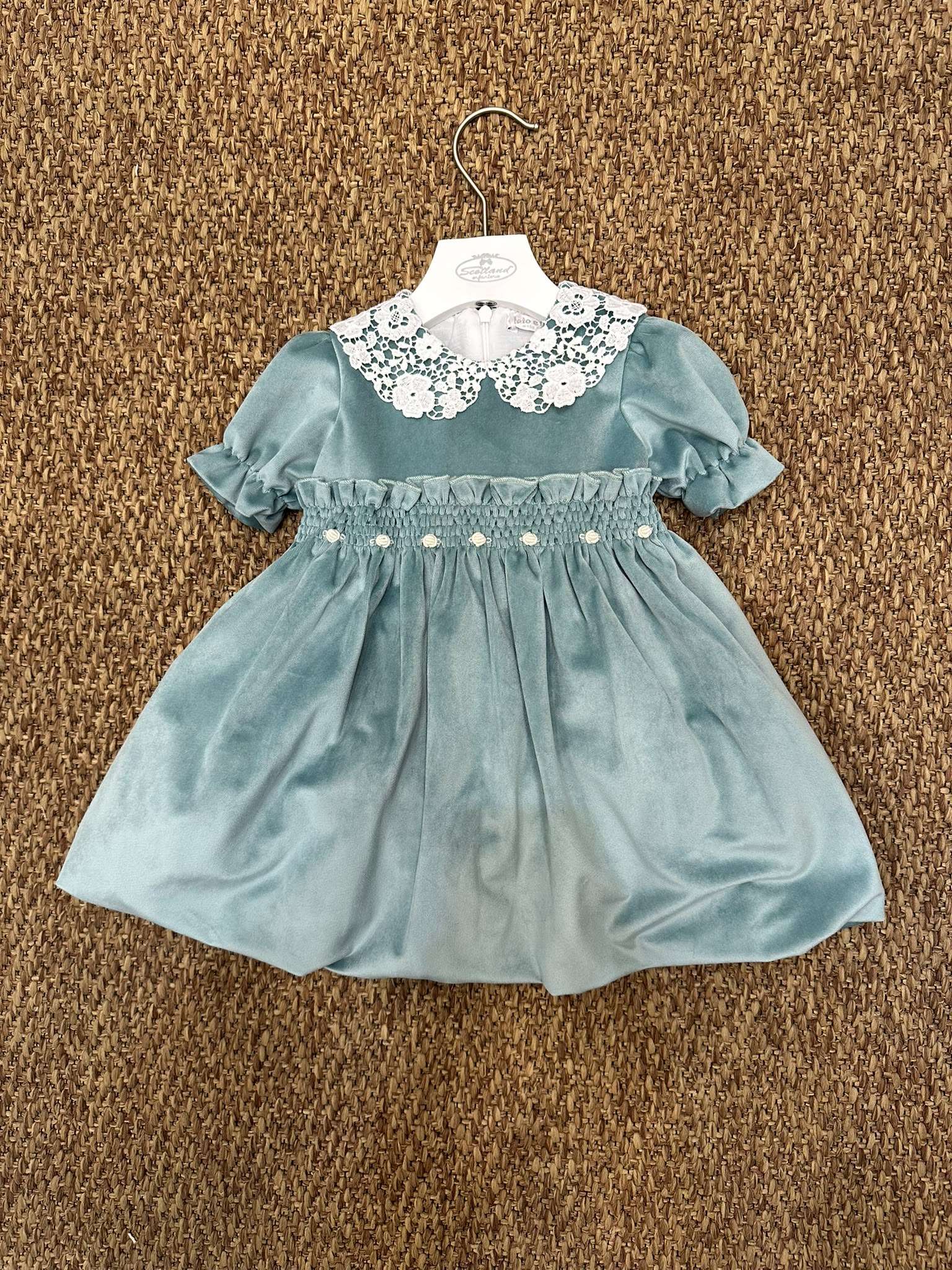 Abito bambina in ciniglia con colletto floreale Teto&Tatta