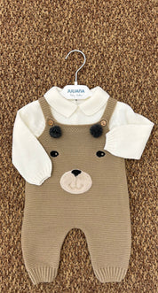 Completo neonati 2pz con salopette orsacchiotto Juliana