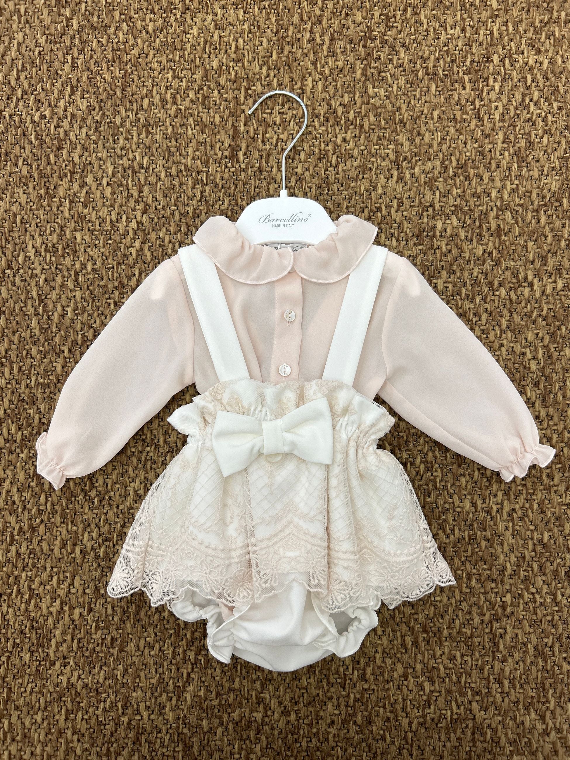Completo neonata cerimonia 2pz con fiocco e merletto Barcellino