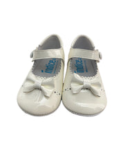 Ballerina neonata in pelle satinata con fiocco bianca Indice