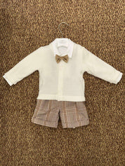 Completo bambino 4pz con patalone a quadri Teto&Tatta