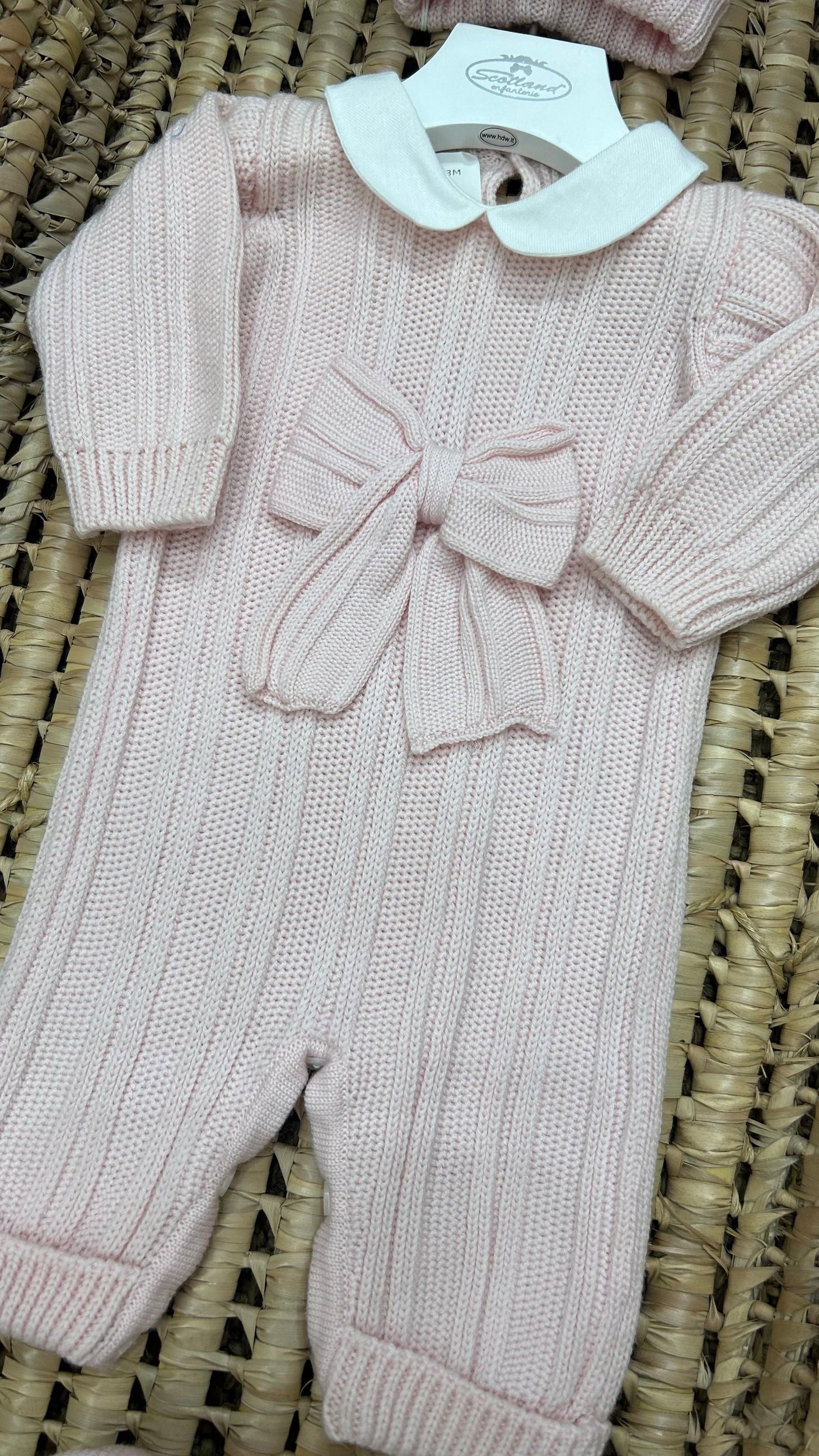 Set nascita neonata costine con fiocco Bebè di Almy