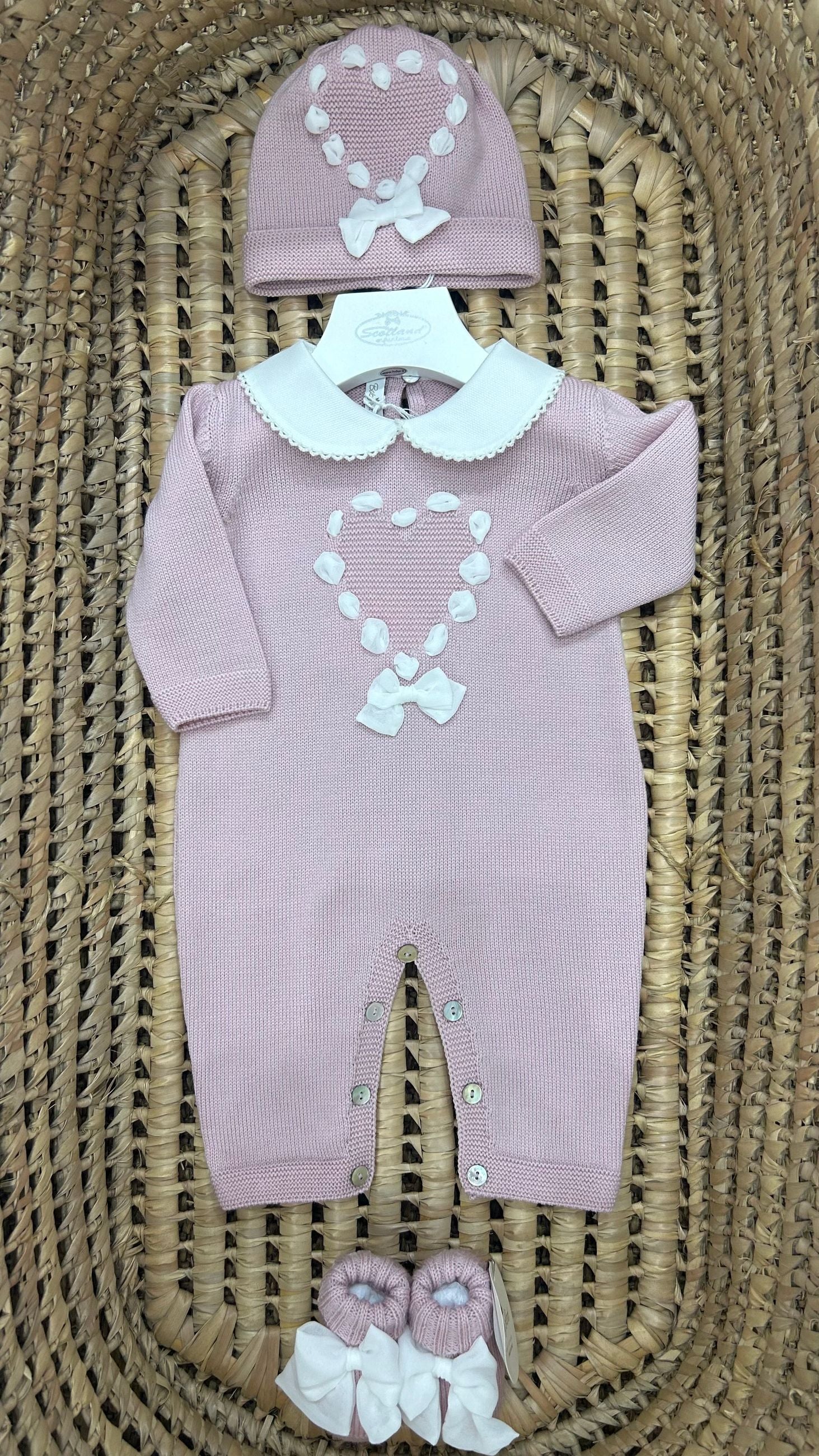 Set nascita neonata cuore con roselline Baby Lord