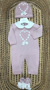 Set nascita neonata cuore con roselline Baby Lord