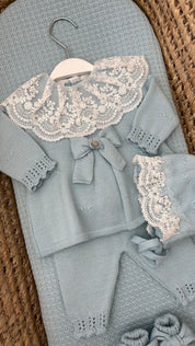 Set nascita neonata 2pz con fiocco e merletto Marlù