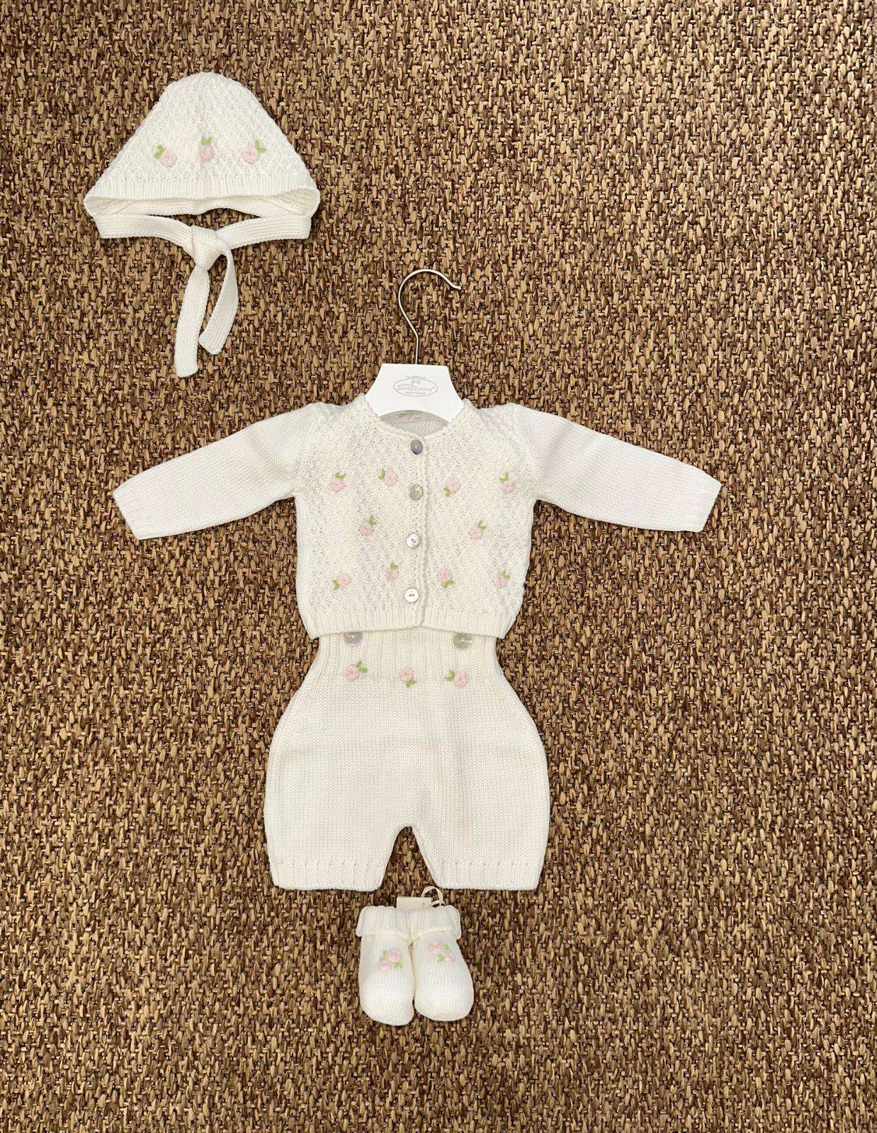 Completo neonati 2pz fiorellini con scarpine e cuffia Gughelino