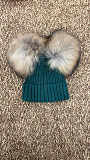 Cappello bimbi a costine con 2 pon pon Enfant Made in Italy