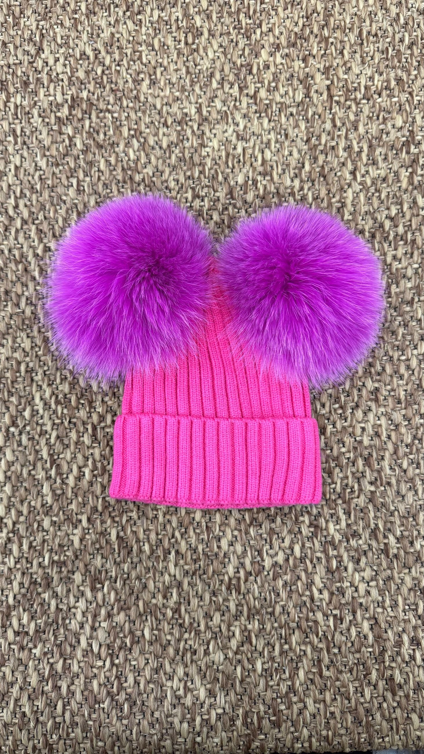 Cappello bimbi a costine con 2 pon pon Enfant Made in Italy