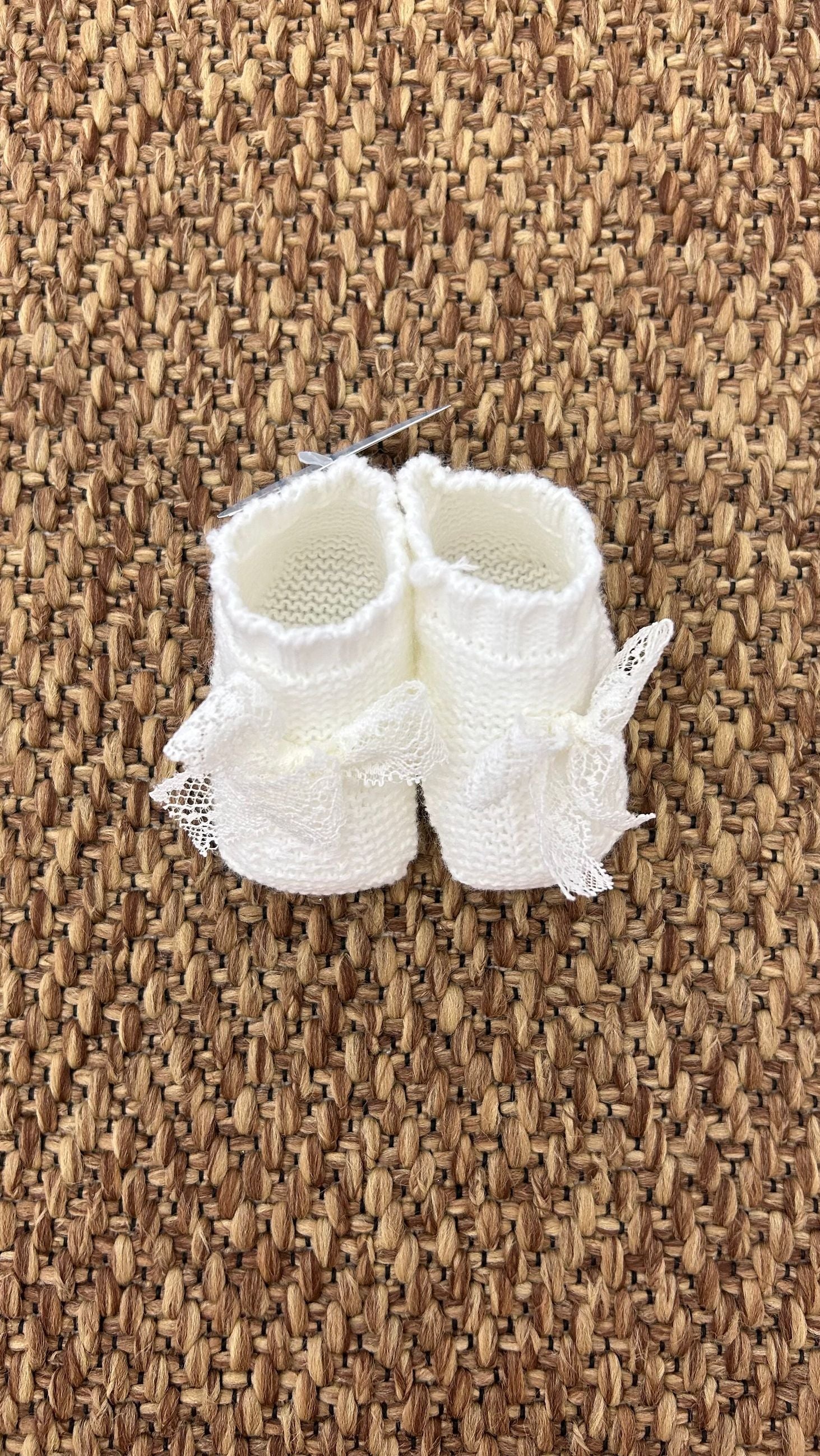 Babbucce neonata fiocco merletto Juliana