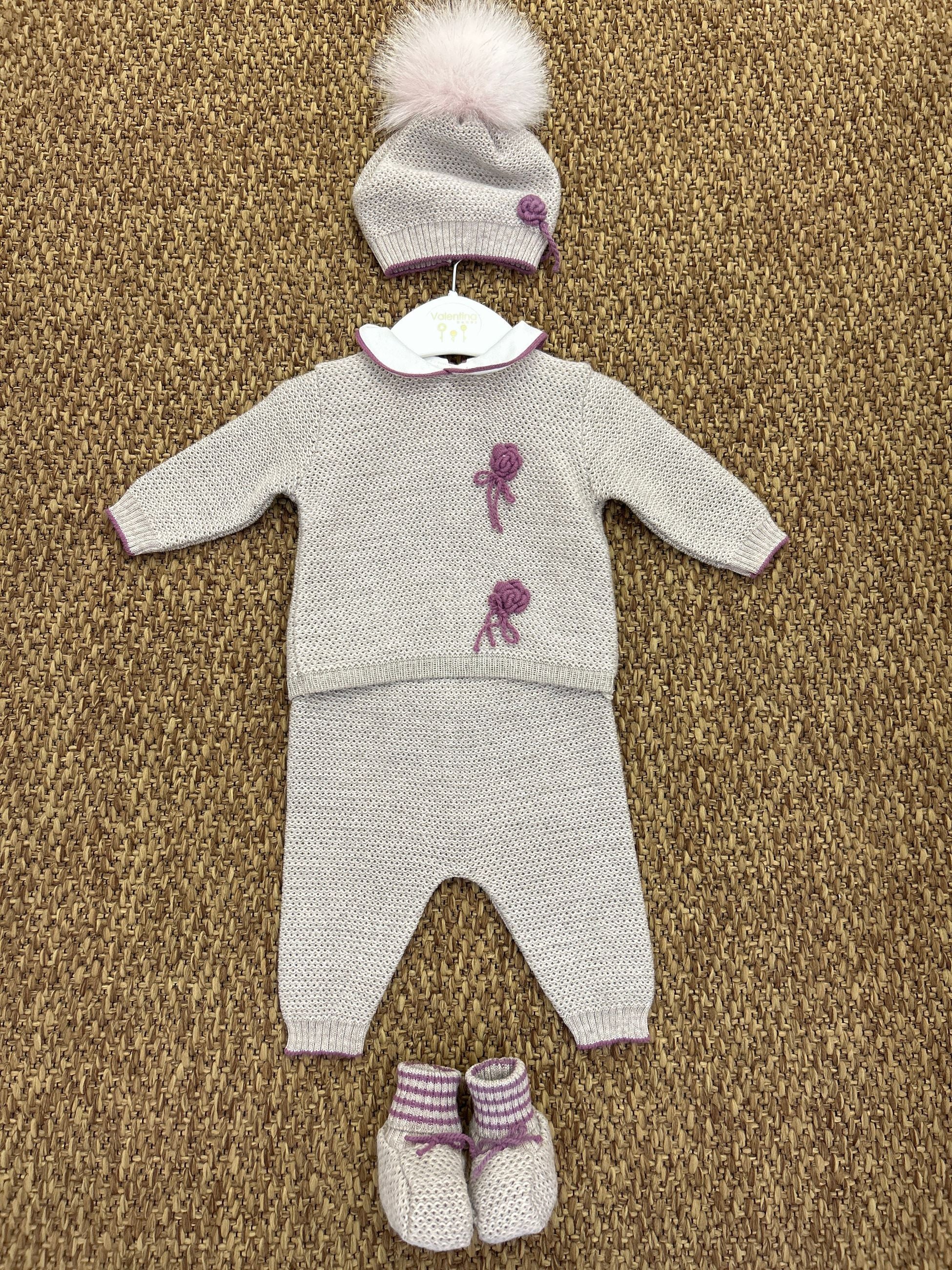 Completo nascita neonata 3pz roselline Marlù